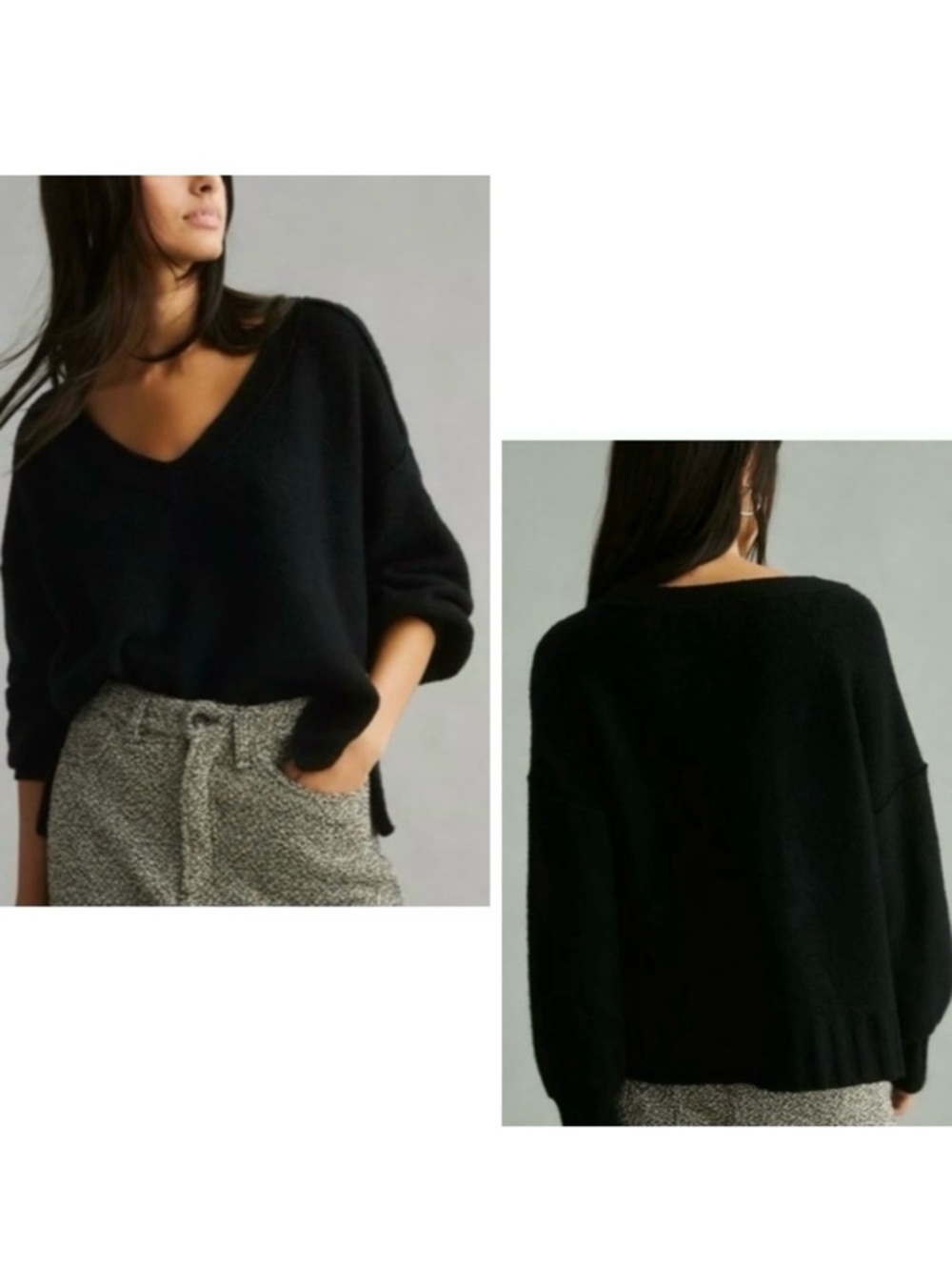 ANTHROPOLOGIE Pilcro Black V-Neck Sweater